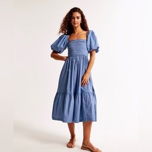 Abercrombie & Fitch Emerson Poplin Midi Dress - Blue